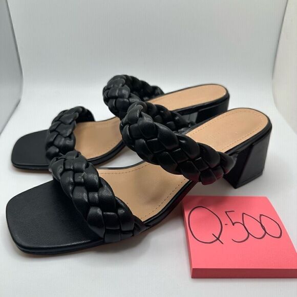 CUSHIONAIRE Women's Braided Heel Sandal +Memory Foam 7.5 BLACK - Picture 3 of 7